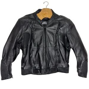 Xpert Sport Leather Motorcycle Jacket Men's Size 50 Black Padded Shoulder/elbow